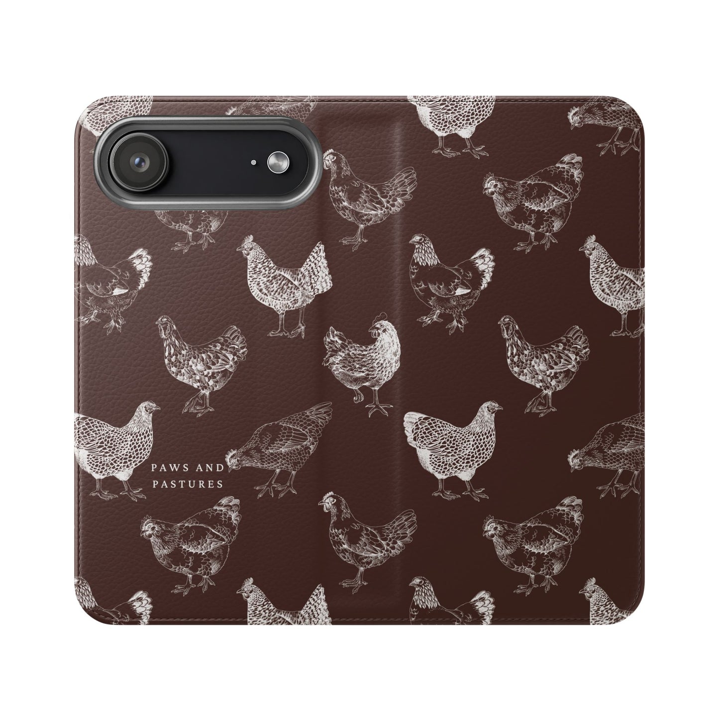 Chicken Pattern Flip Phone Case – Rustic Farmhouse Wallet Cover