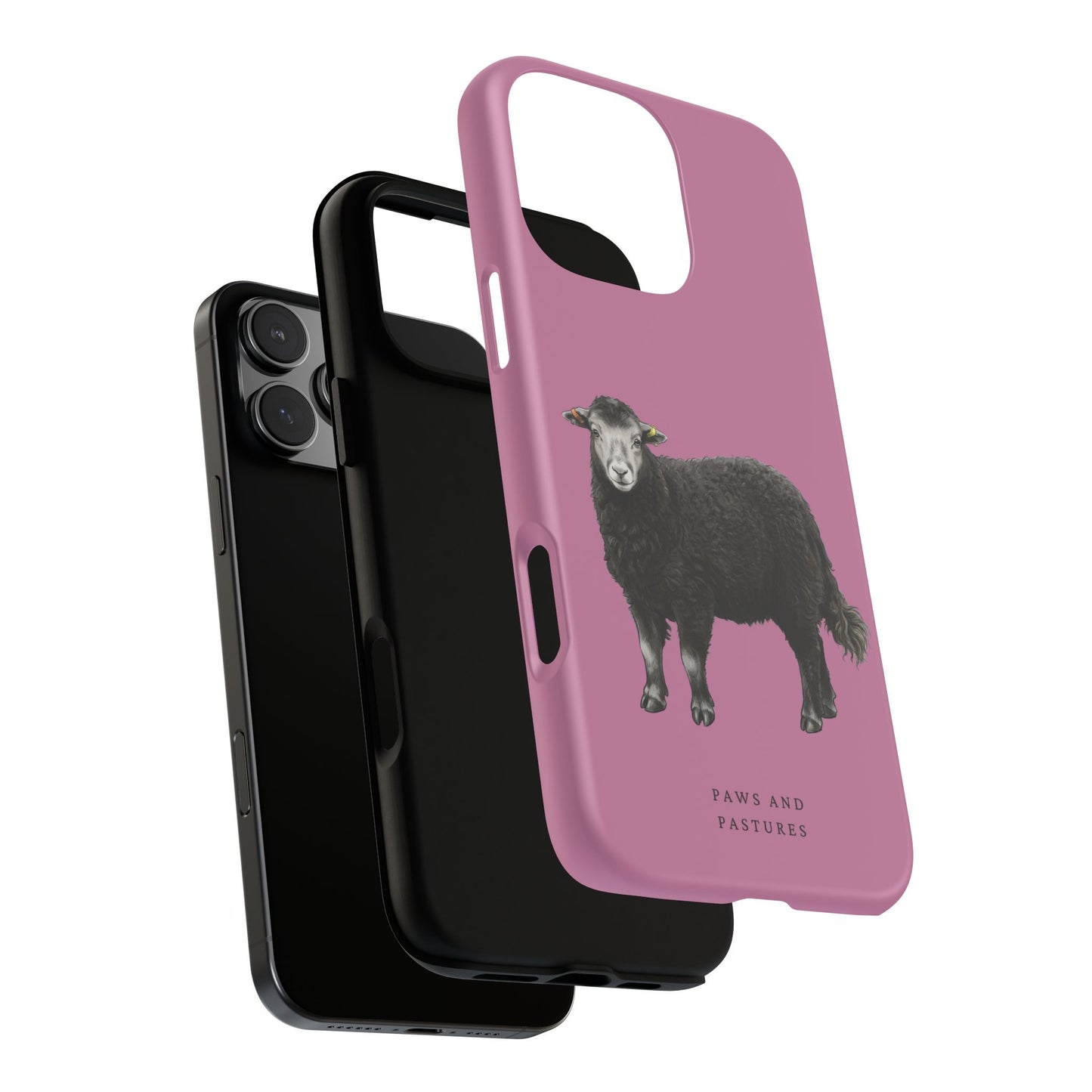 Herdwick Sheep Phone Case — Black Sheep Illustration with “Paws and Pastures”