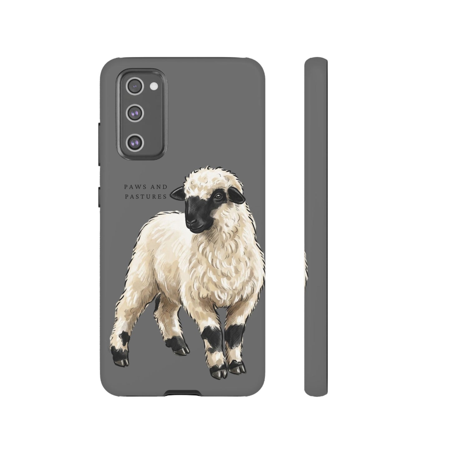 Grey Valais Blacknose Sheep Phone Case – 'Paws and Pastures' Cute Lamb Protective iPhone Cover