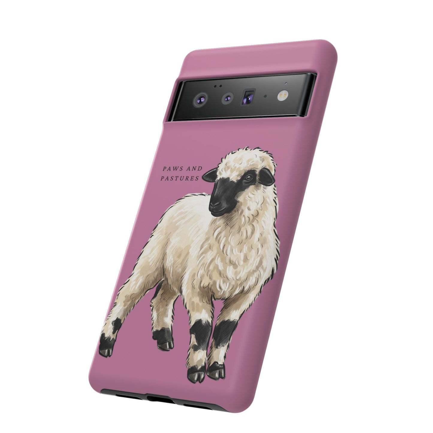 Pink Valais Blacknose Sheep Phone Case – 'Paws and Pastures' Cute Lamb Protective iPhone Cover