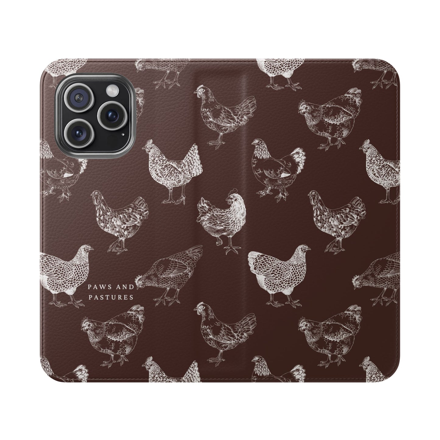 Chicken Pattern Flip Phone Case – Rustic Farmhouse Wallet Cover