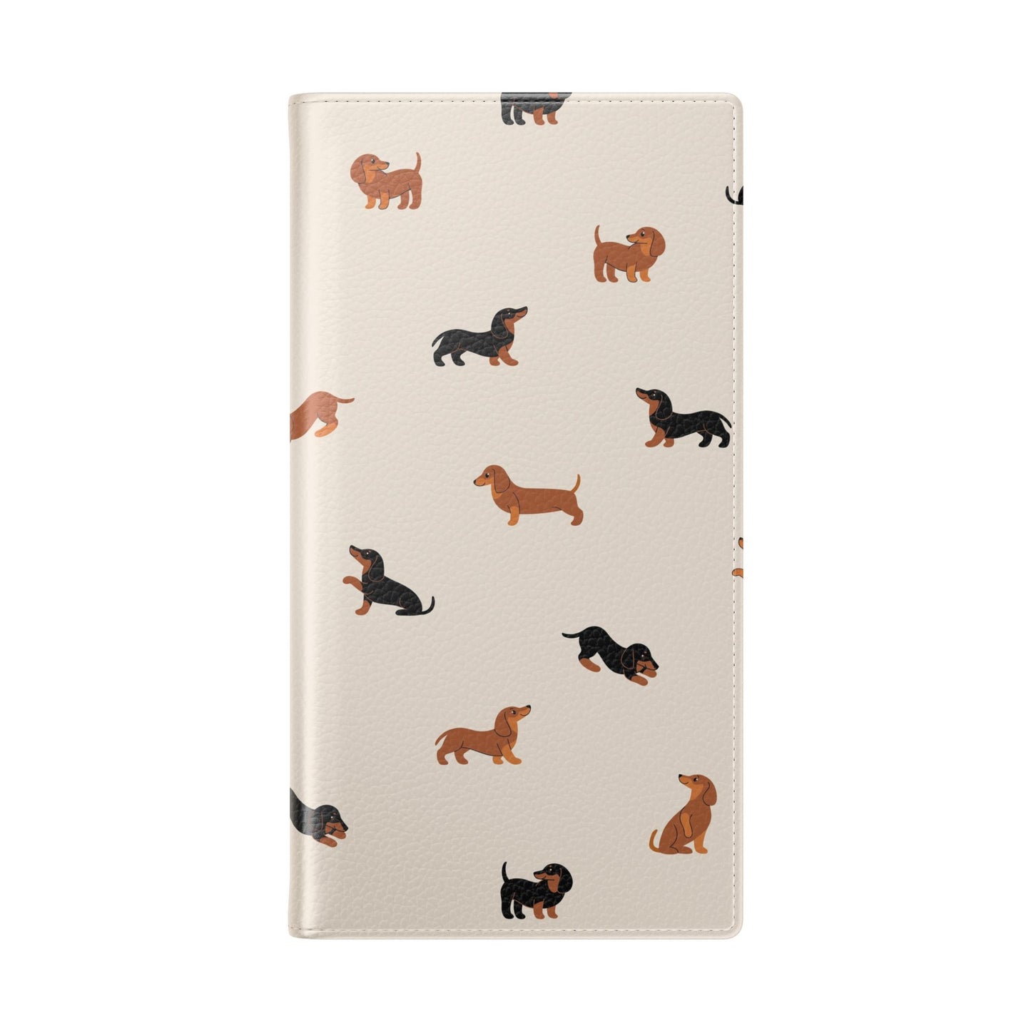 Dachshund Pattern Flip Phone Case — Wallet Folio with Card Slots