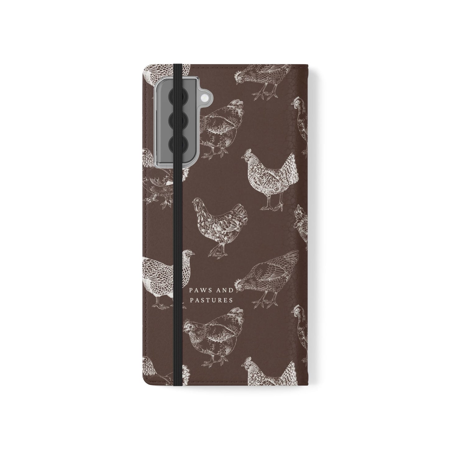 Chicken Pattern Flip Phone Case – Rustic Farmhouse Wallet Cover