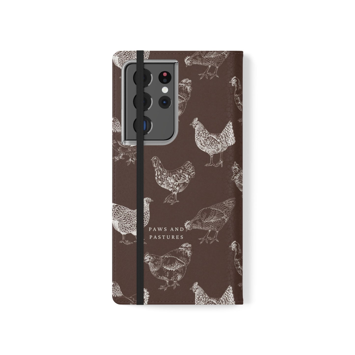 Chicken Pattern Flip Phone Case – Rustic Farmhouse Wallet Cover