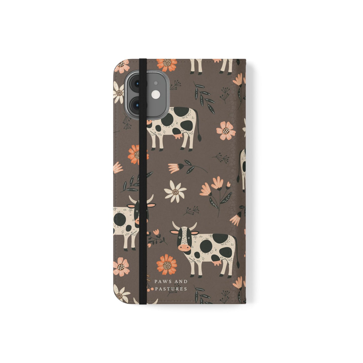 Cow Floral Flip Phone Case – Folklore Farm Pattern Wallet Case