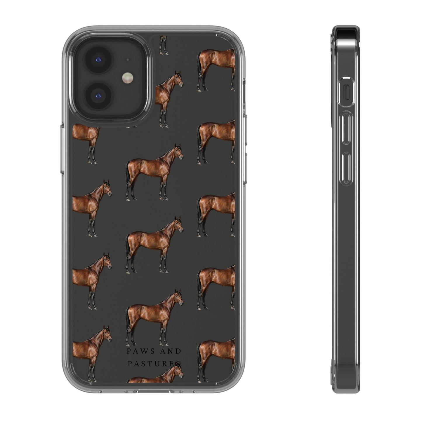 Horse Pattern Clear iPhone Case