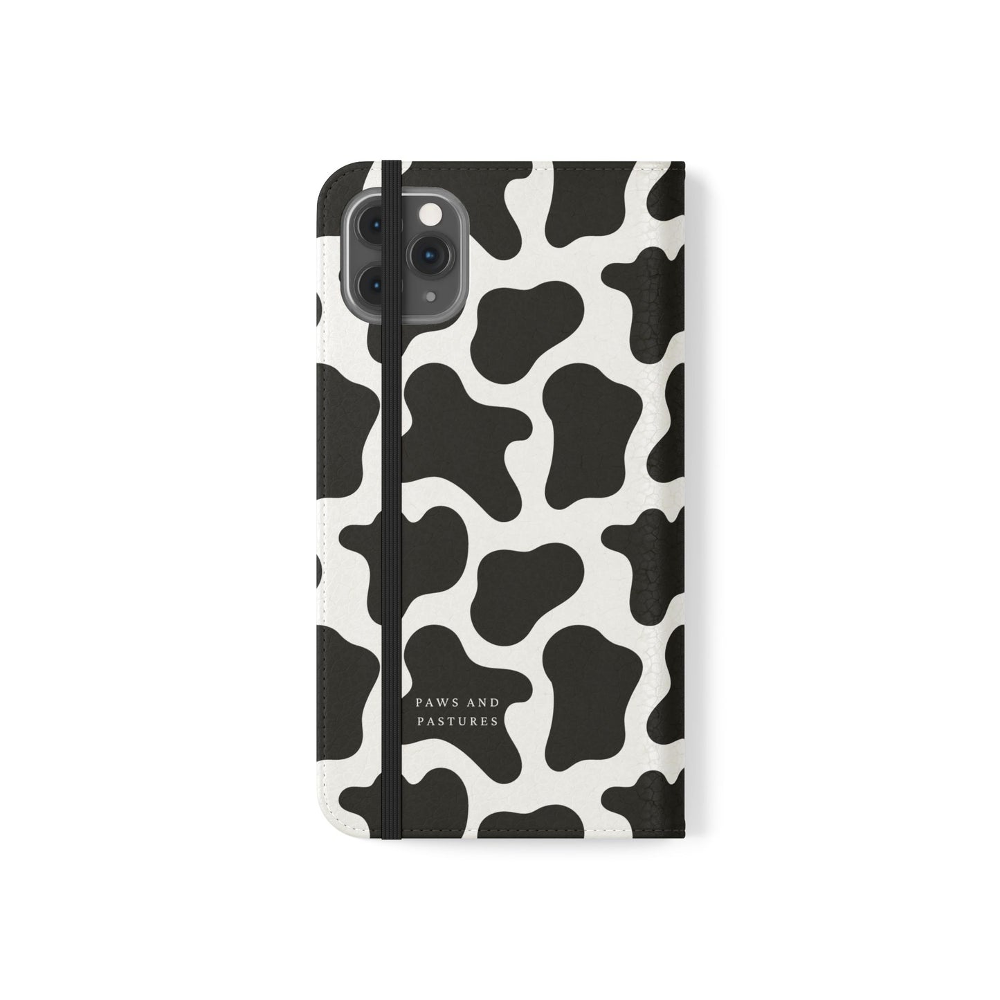 Cow Print Flip Phone Case — Black & White Wallet Flip Case