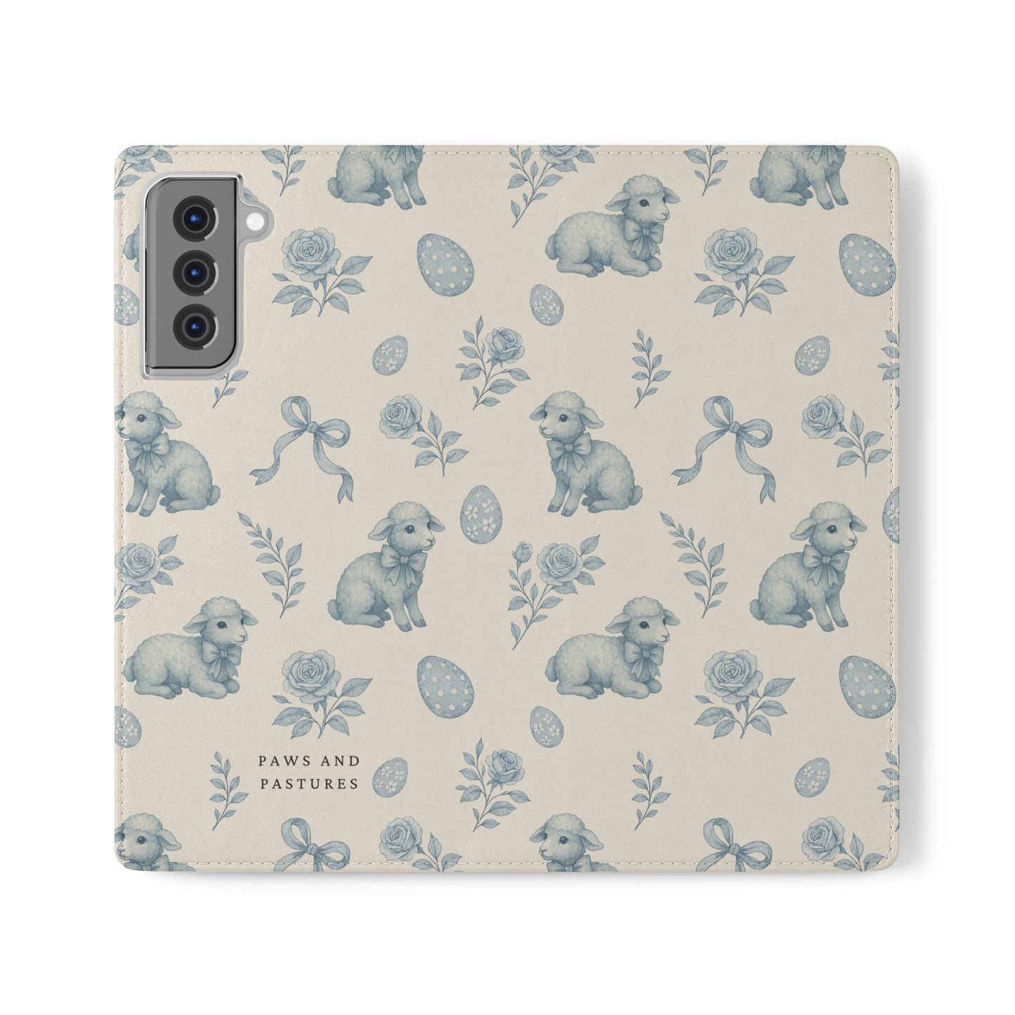 Flip Case — Pastel Blue Easter Lamb Pattern Phone Wallet