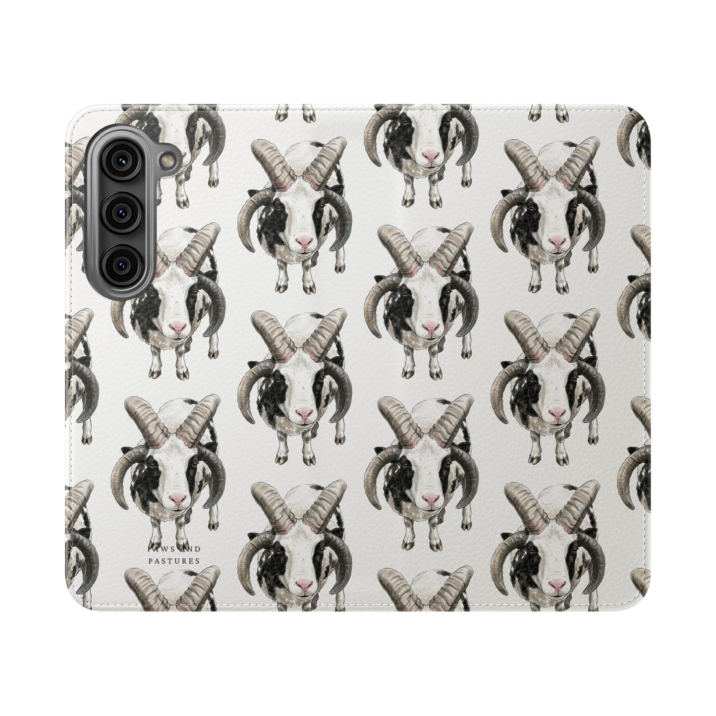 Jacob Sheep Pattern Flip Phone Case — Cute Farm Animal Wallet Cover