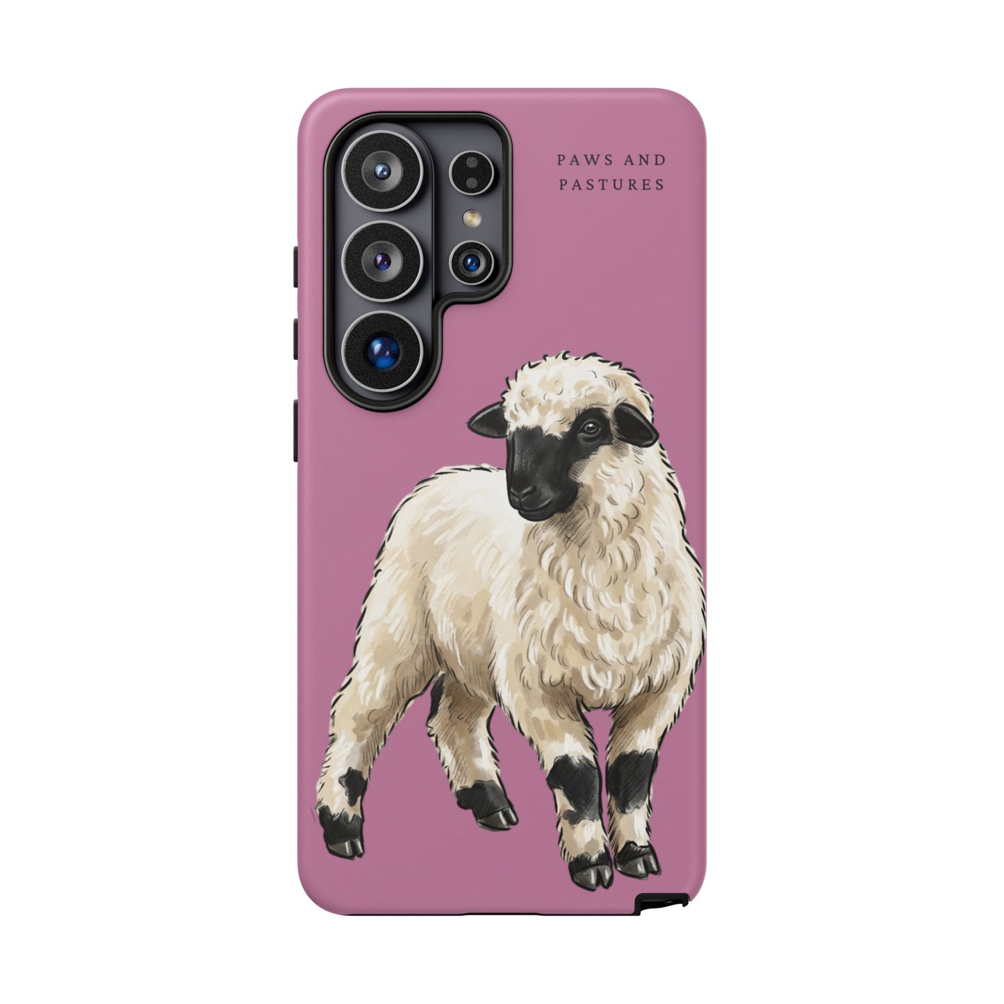 Pink Valais Blacknose Sheep Phone Case – 'Paws and Pastures' Cute Lamb Protective iPhone Cover