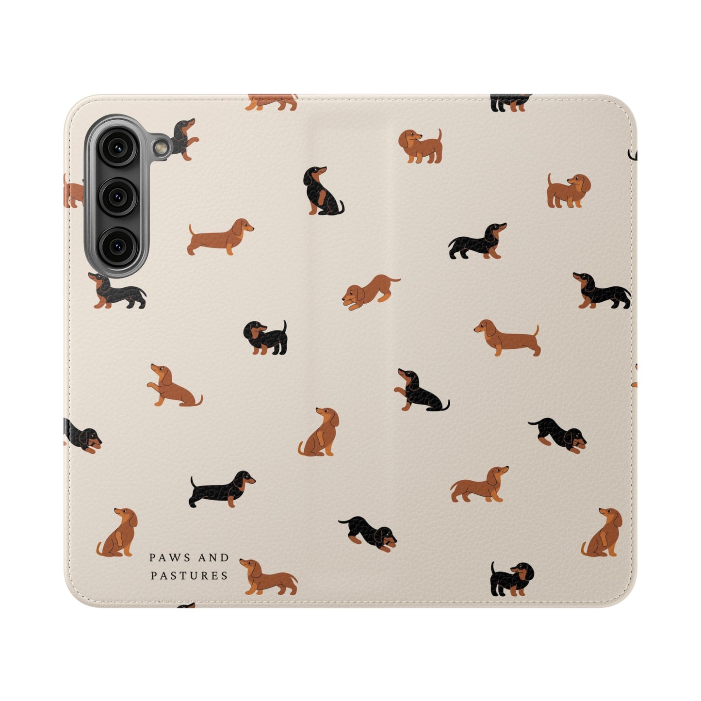 Dachshund Pattern Flip Phone Case — Wallet Folio with Card Slots