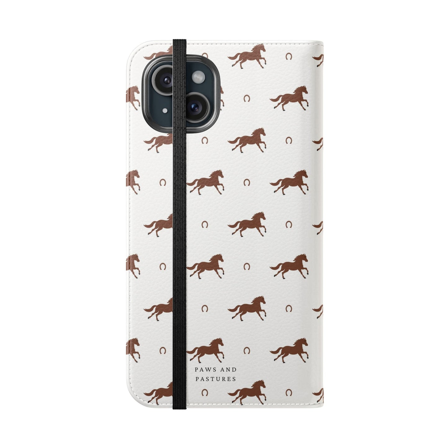 Horse Pattern Flip Case — Leather Wallet Phone Cover with Galloping Horses