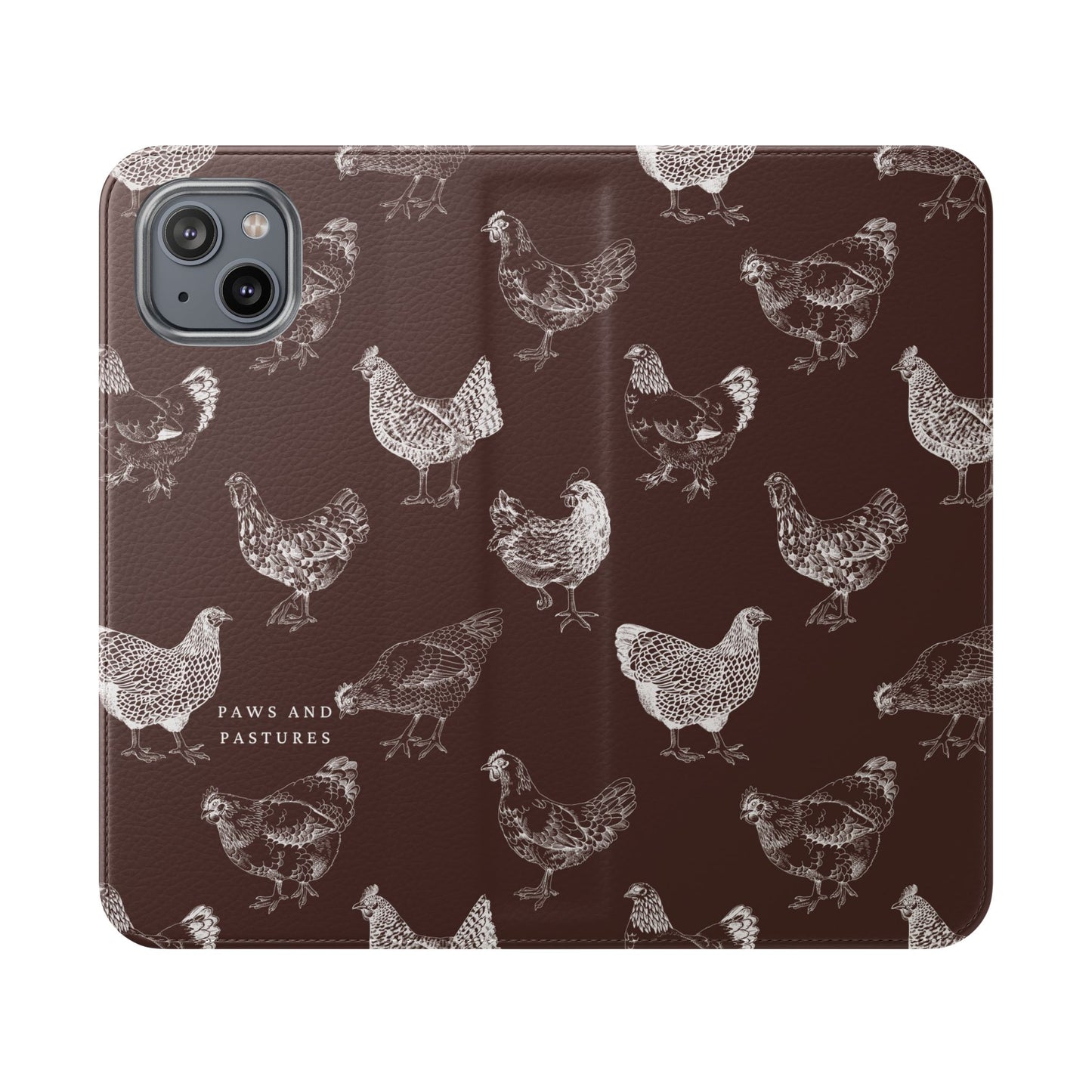Chicken Pattern Flip Phone Case – Rustic Farmhouse Wallet Cover
