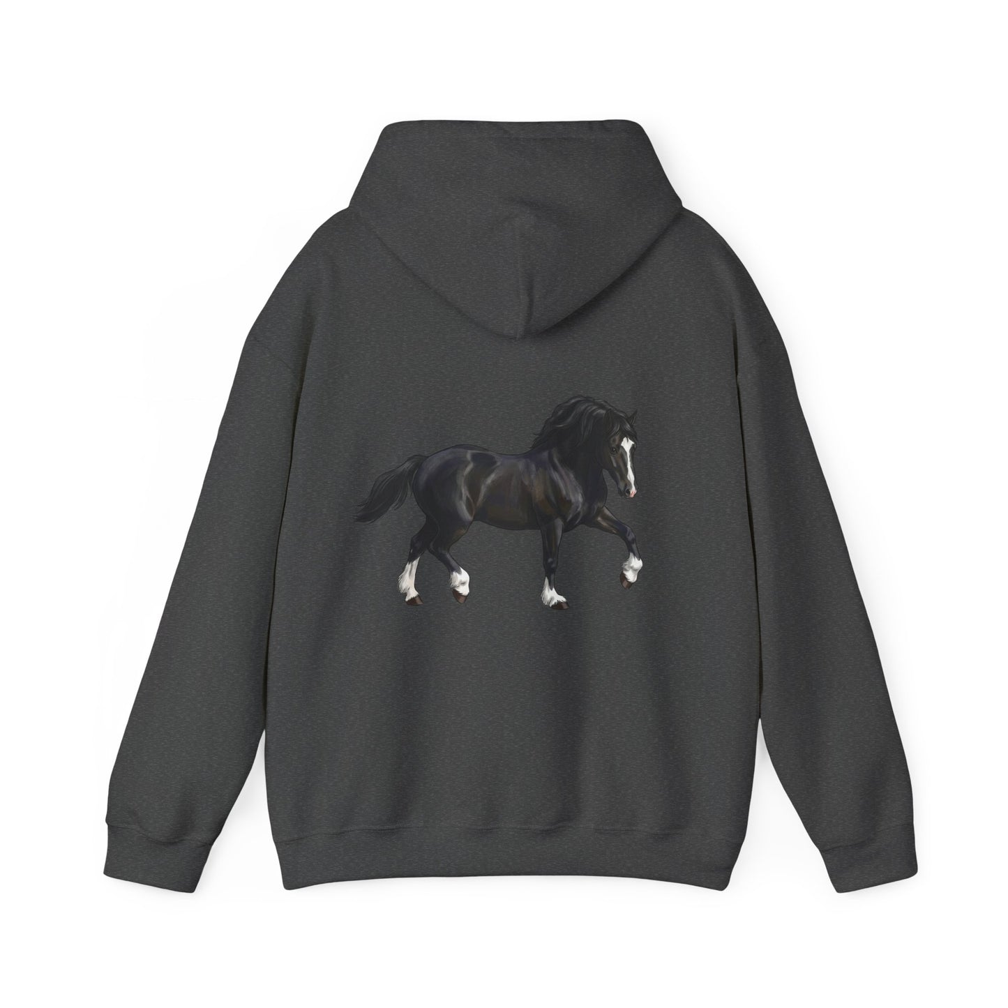 Black Horse Graphic Hoodie — Equestrian Sweatshirt with Prancing Stallion Print