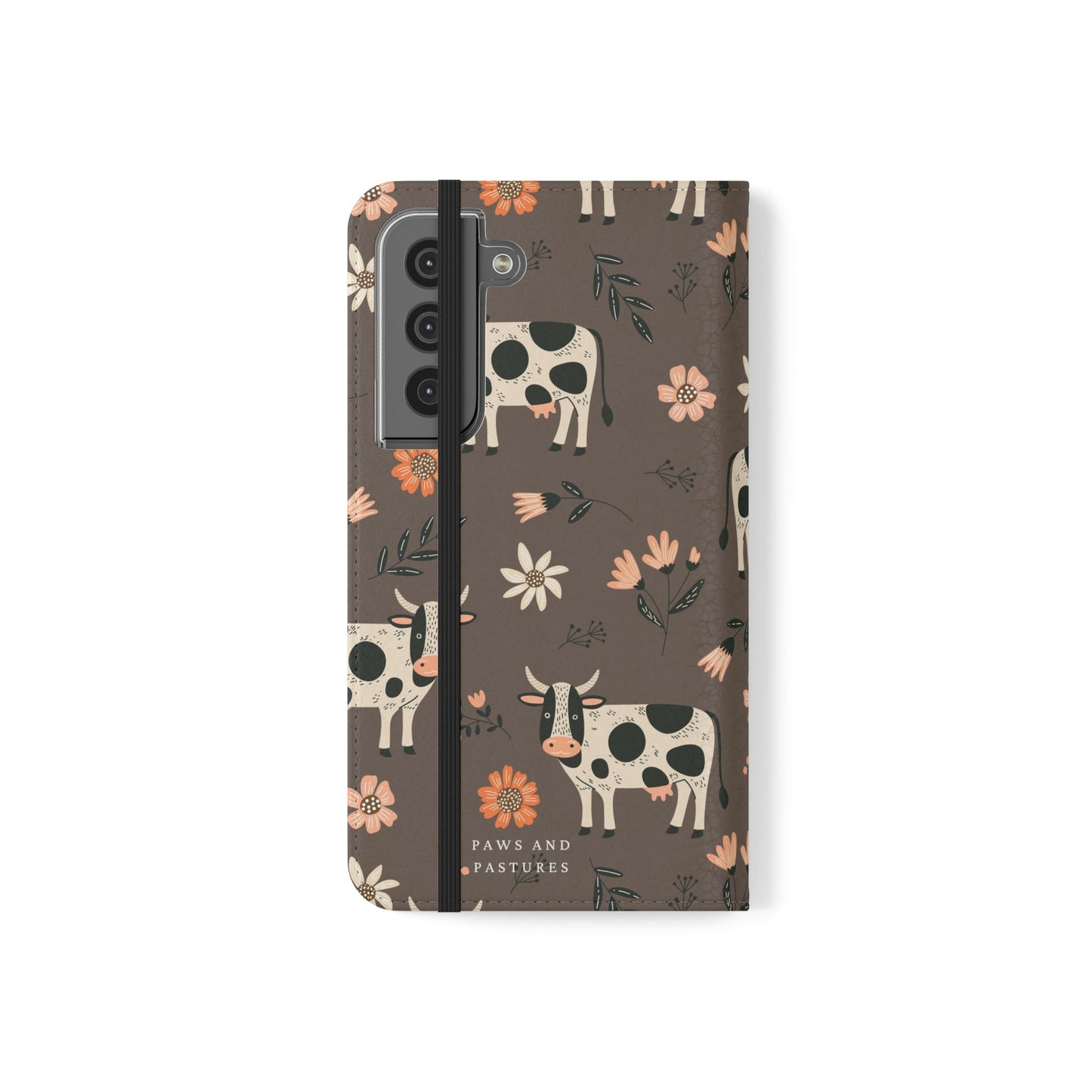 Cow Floral Flip Phone Case – Folklore Farm Pattern Wallet Case