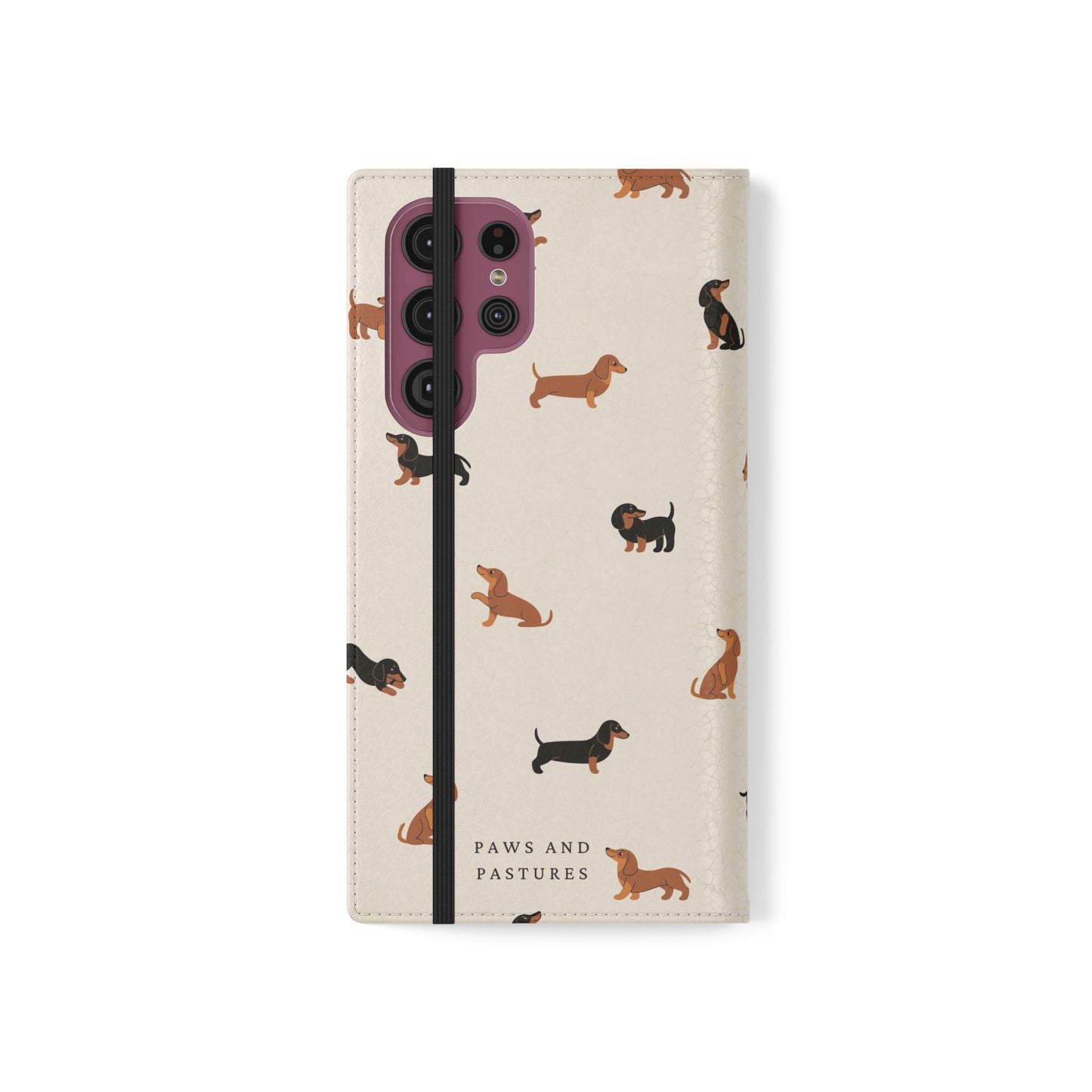 Dachshund Pattern Flip Phone Case — Wallet Folio with Card Slots