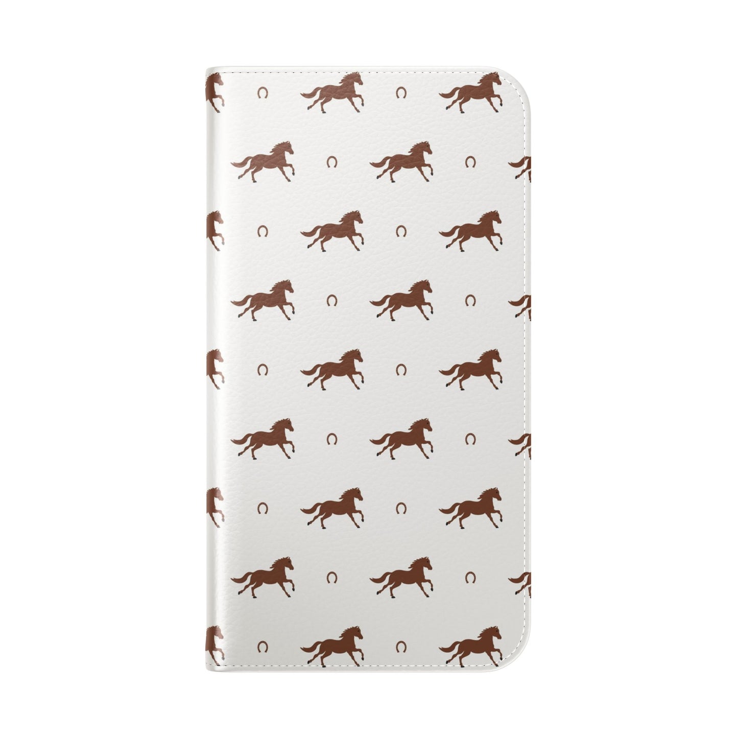Horse Pattern Flip Case — Leather Wallet Phone Cover with Galloping Horses