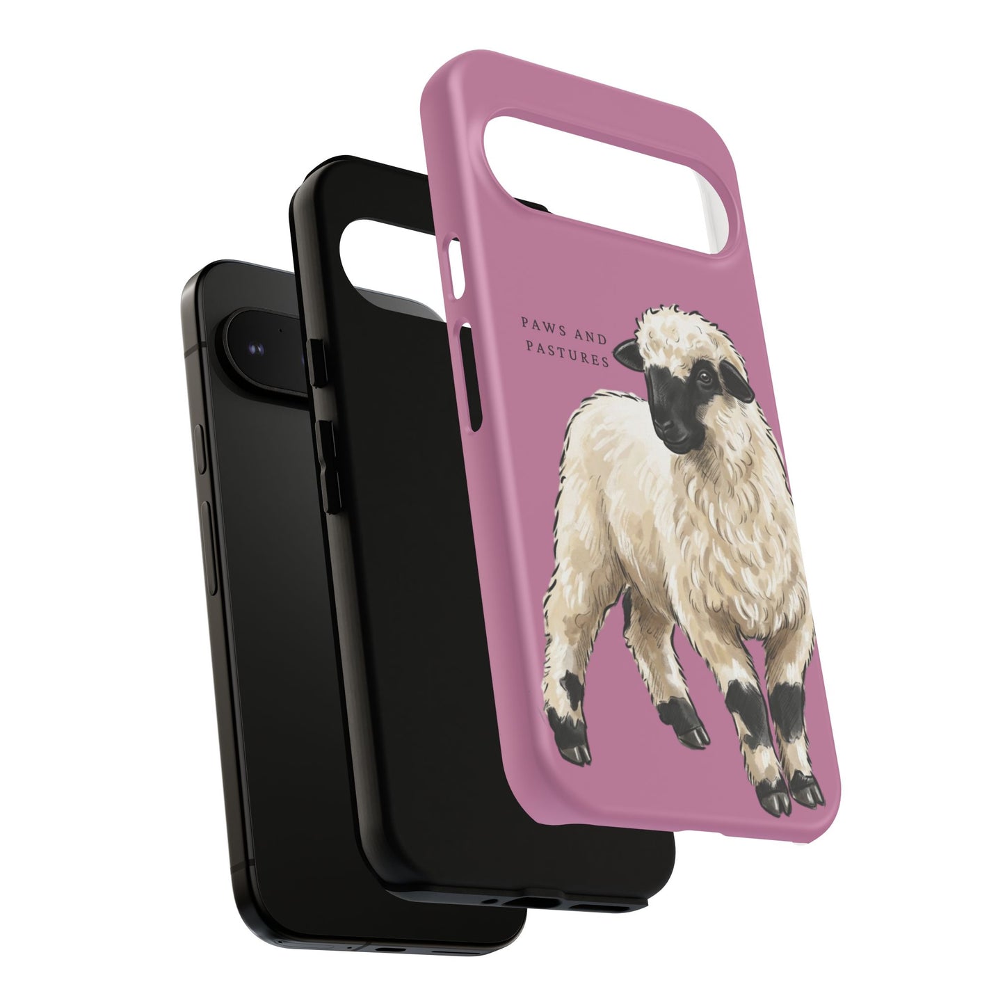 Pink Valais Blacknose Sheep Phone Case – 'Paws and Pastures' Cute Lamb Protective iPhone Cover