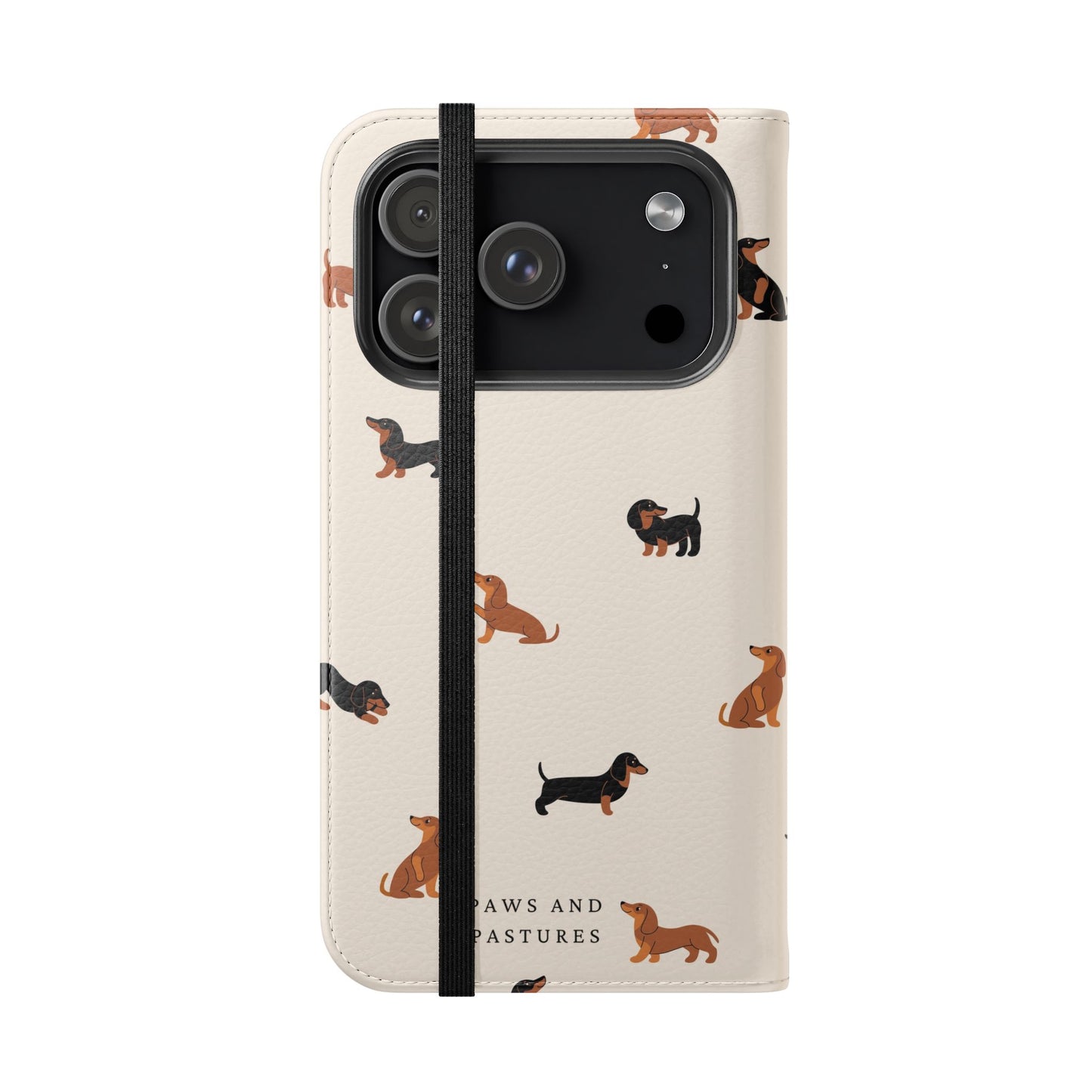 Dachshund Pattern Flip Phone Case — Wallet Folio with Card Slots
