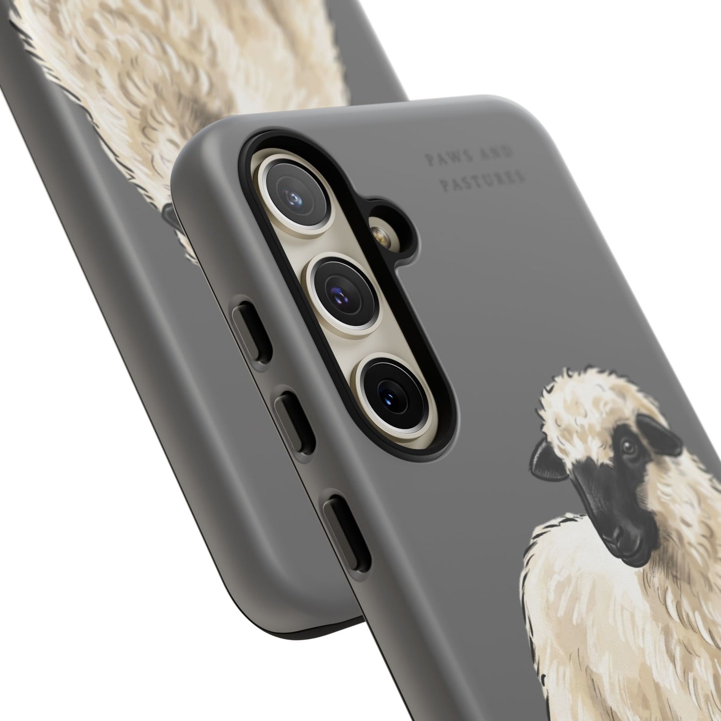 Grey Valais Blacknose Sheep Phone Case – 'Paws and Pastures' Cute Lamb Protective iPhone Cover