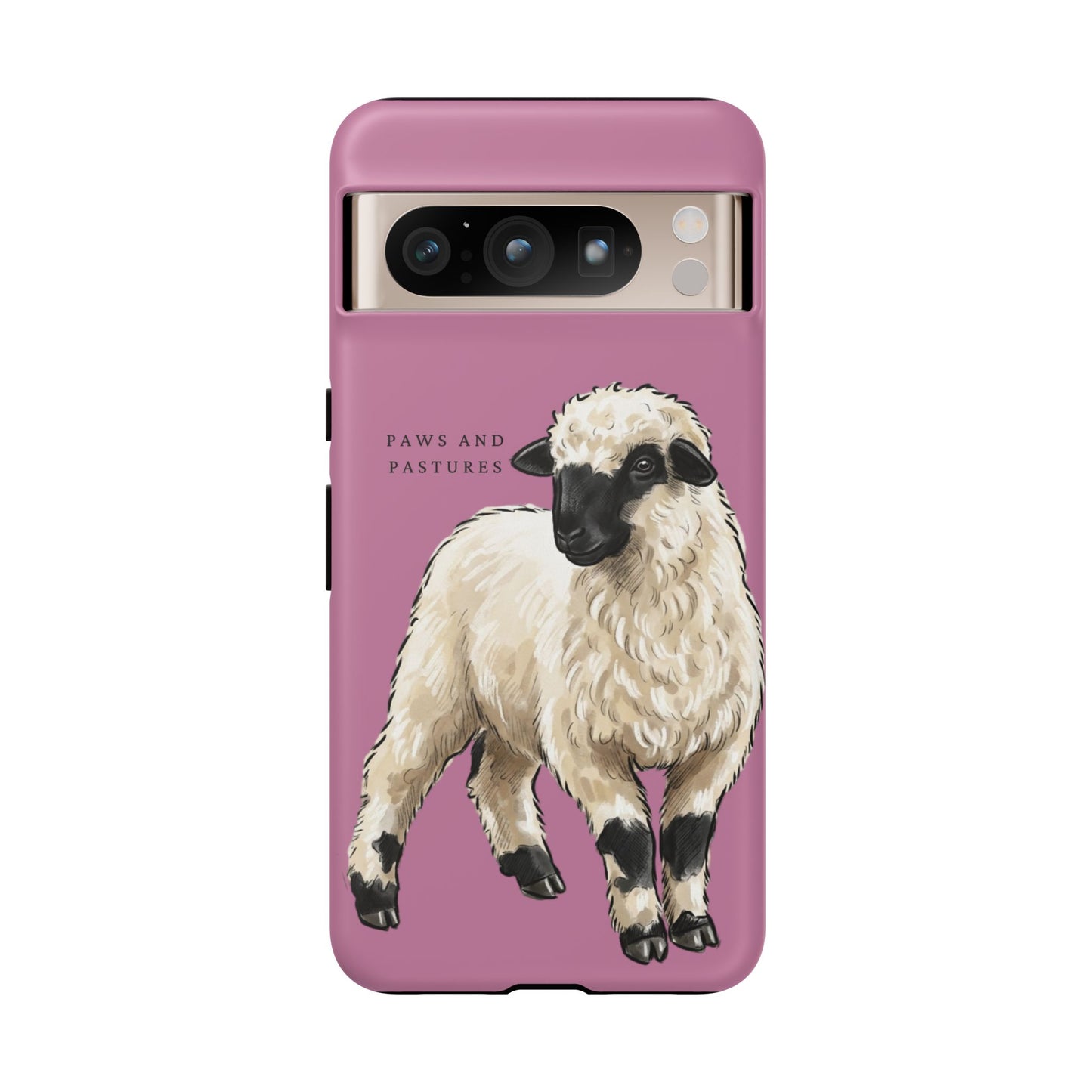 Pink Valais Blacknose Sheep Phone Case – 'Paws and Pastures' Cute Lamb Protective iPhone Cover