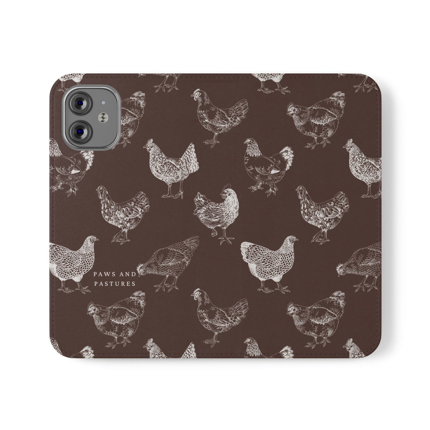 Chicken Pattern Flip Phone Case – Rustic Farmhouse Wallet Cover