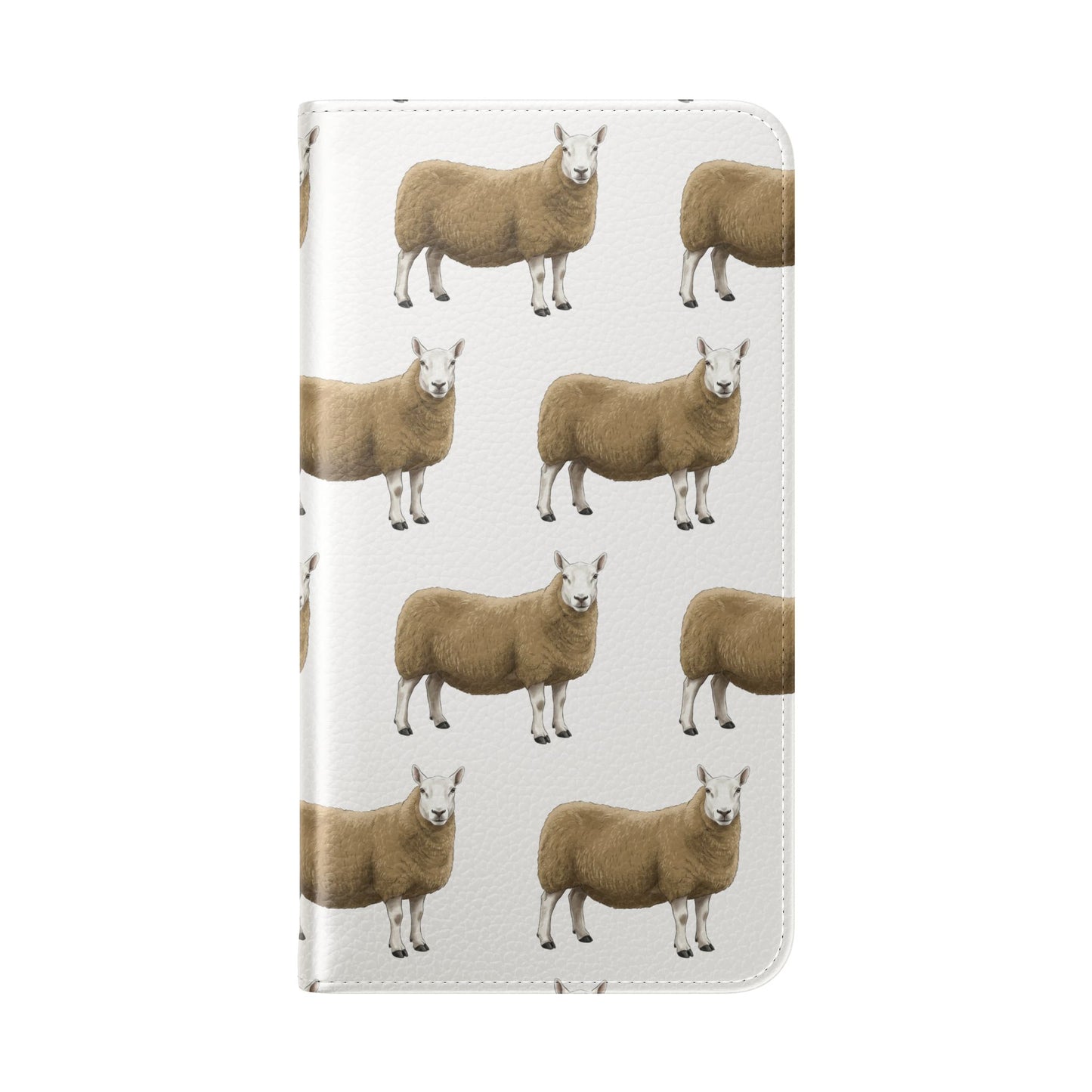 Cheviot Sheep Pattern Flip Phone Case – Cute Pastoral Wallet Cover with Card Slots