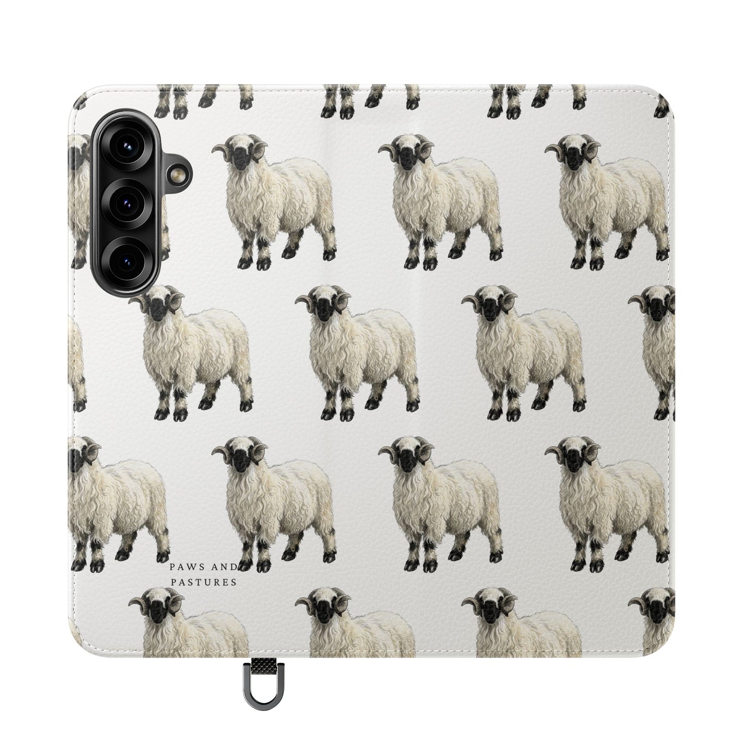 Valais Blacknose Sheep Pattern Flip Phone Case – Cute Farm Animal Wallet Cover