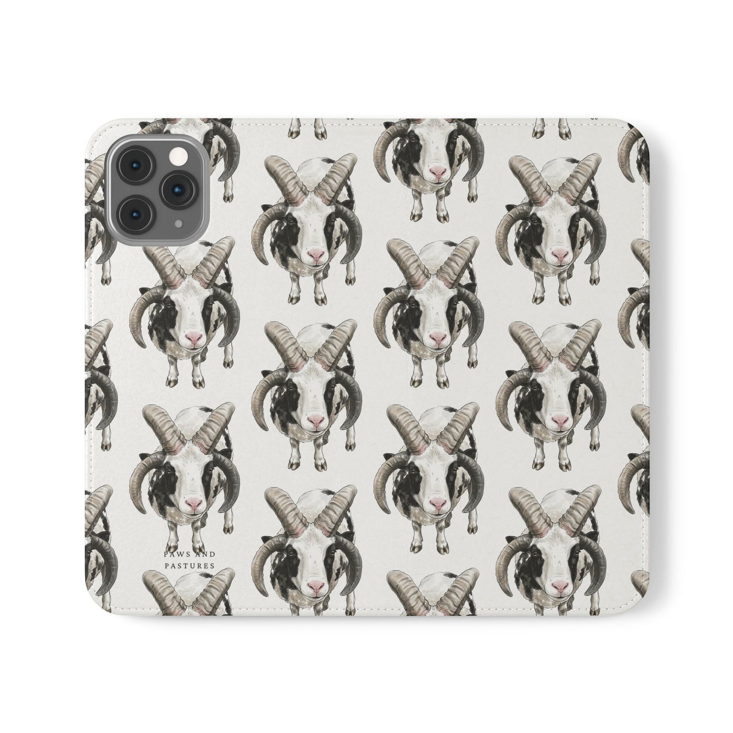 Jacob Sheep Pattern Flip Phone Case — Cute Farm Animal Wallet Cover