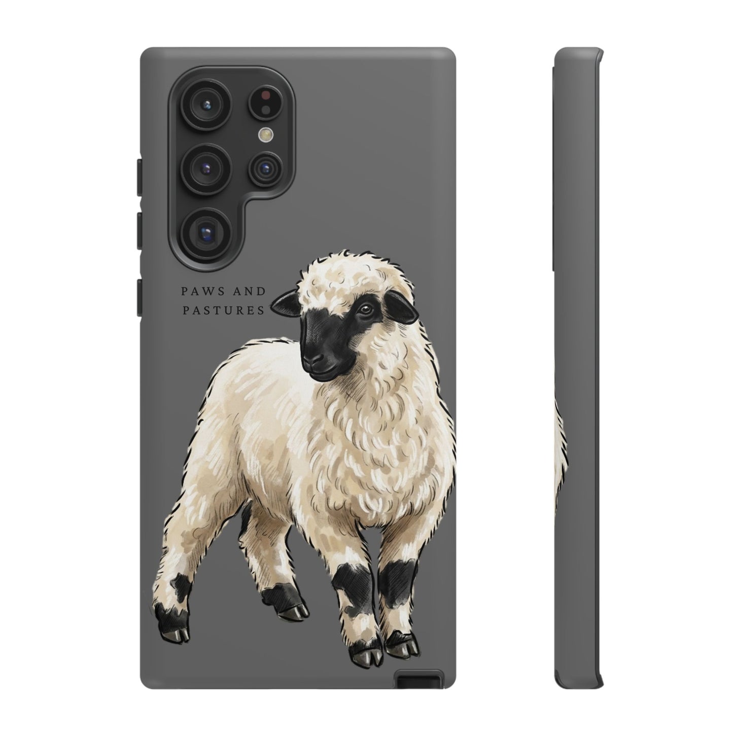 Grey Valais Blacknose Sheep Phone Case – 'Paws and Pastures' Cute Lamb Protective iPhone Cover