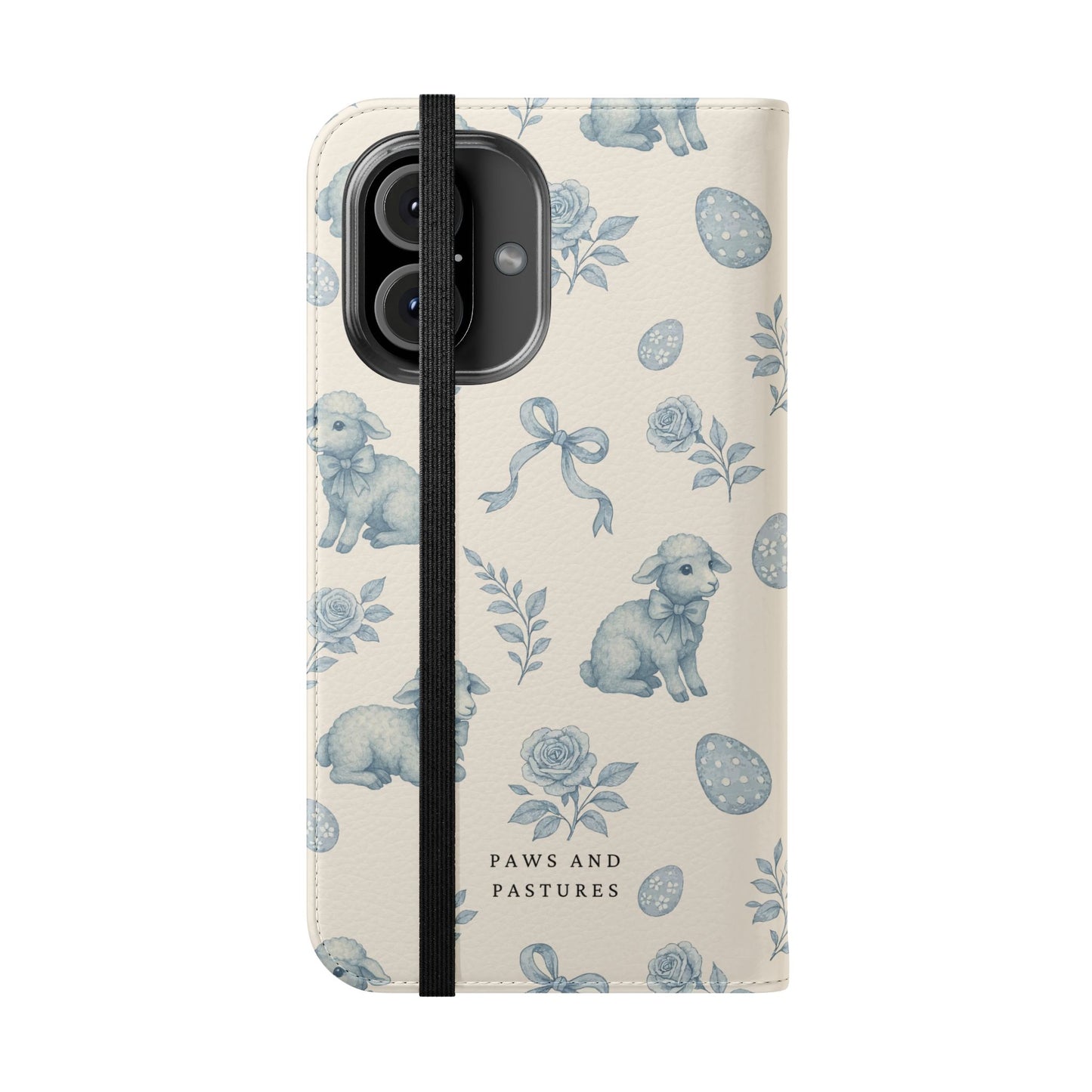 Flip Case — Pastel Blue Easter Lamb Pattern Phone Wallet