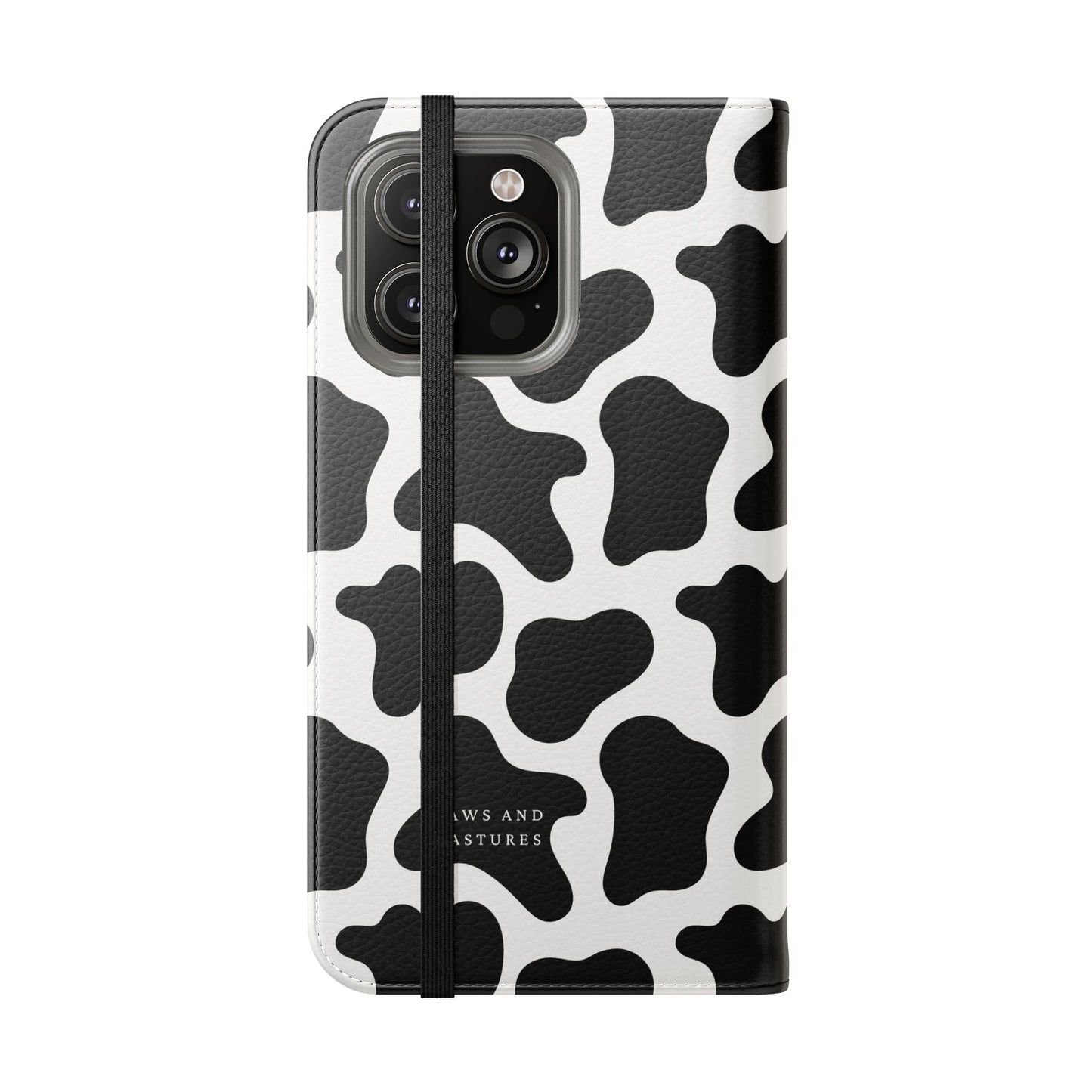 Cow Print Flip Phone Case — Black & White Wallet Flip Case