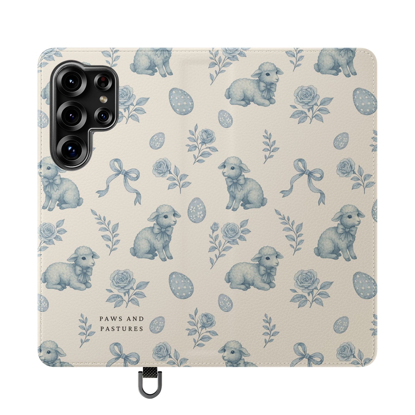Flip Case — Pastel Blue Easter Lamb Pattern Phone Wallet