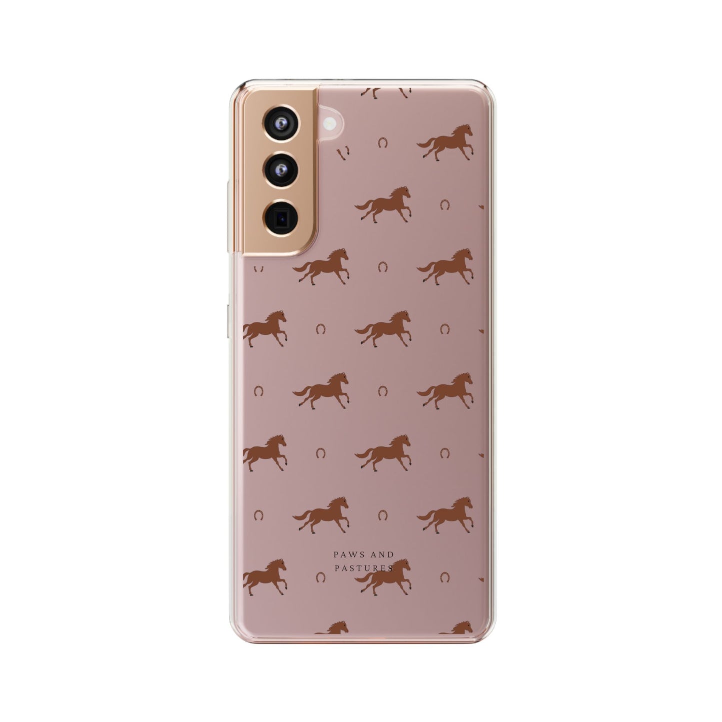 Horse Pattern Clear Phone Case — Equestrian Horses & Horseshoes Design