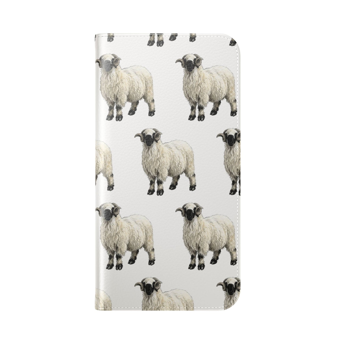 Valais Blacknose Sheep Pattern Flip Phone Case – Cute Farm Animal Wallet Cover