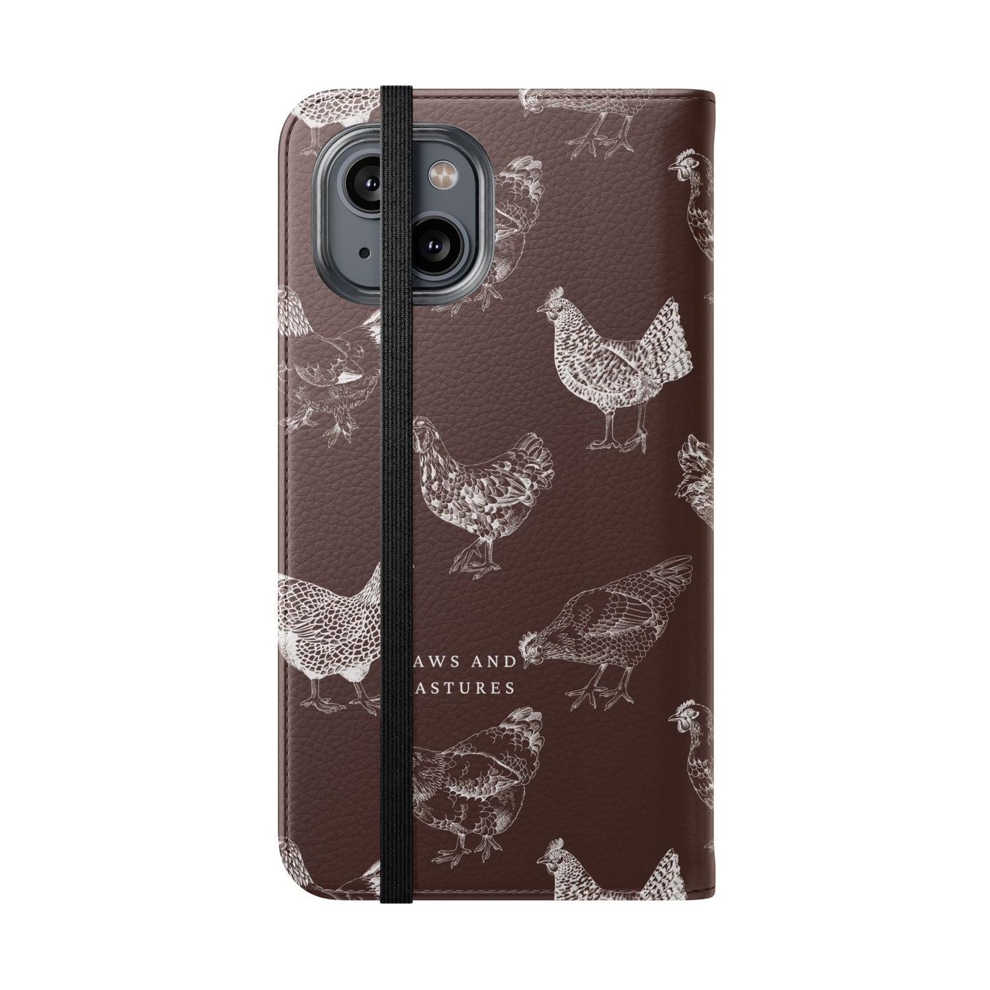 Chicken Pattern Flip Phone Case – Rustic Farmhouse Wallet Cover