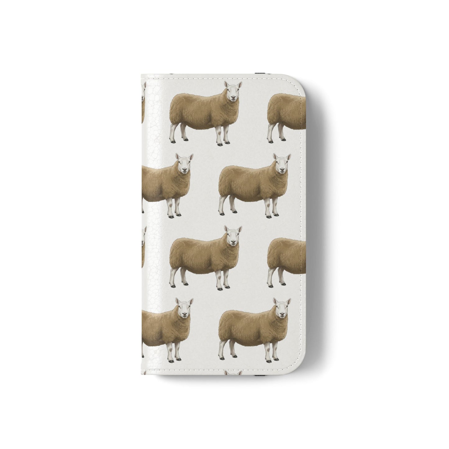 Cheviot Sheep Pattern Flip Phone Case – Cute Pastoral Wallet Cover with Card Slots