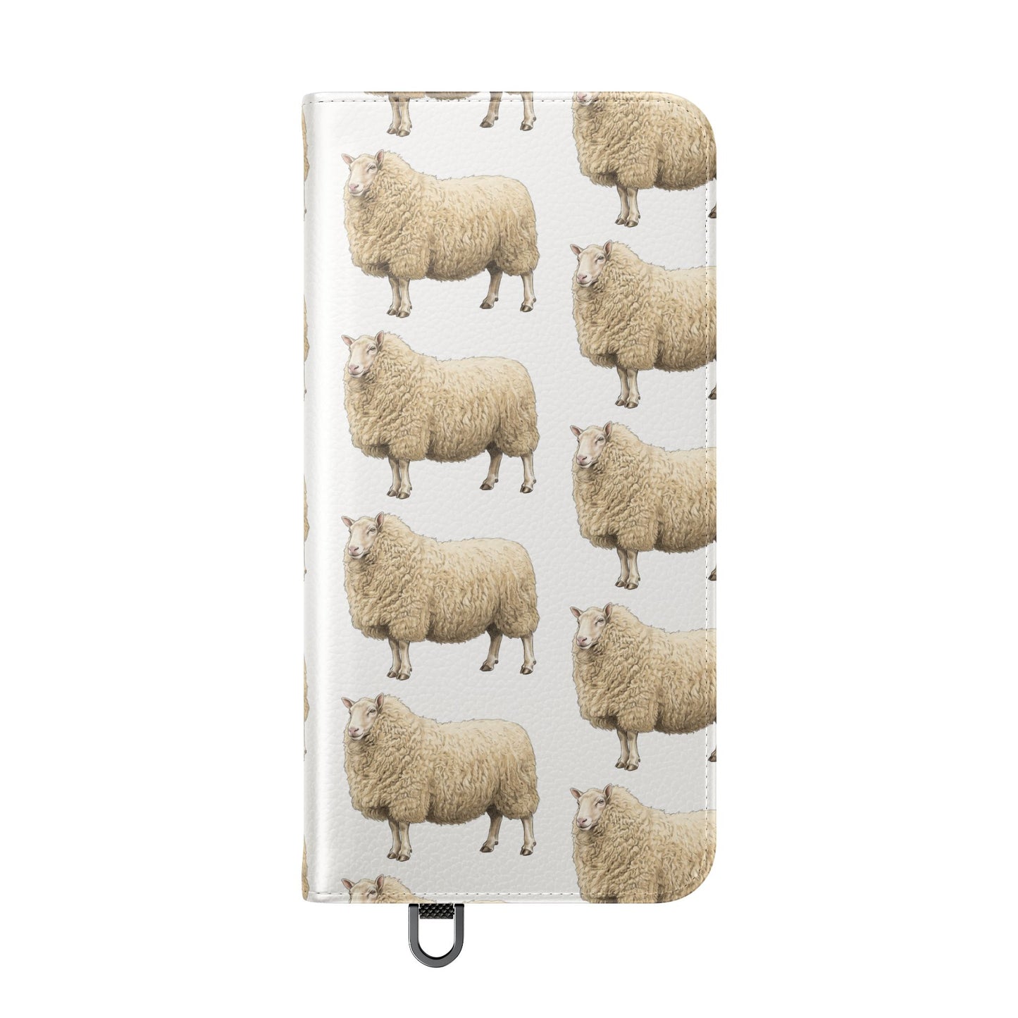Cheviot Sheep Pattern Flip Phone Case – Cute Pastoral Wallet Cover with Card Slots