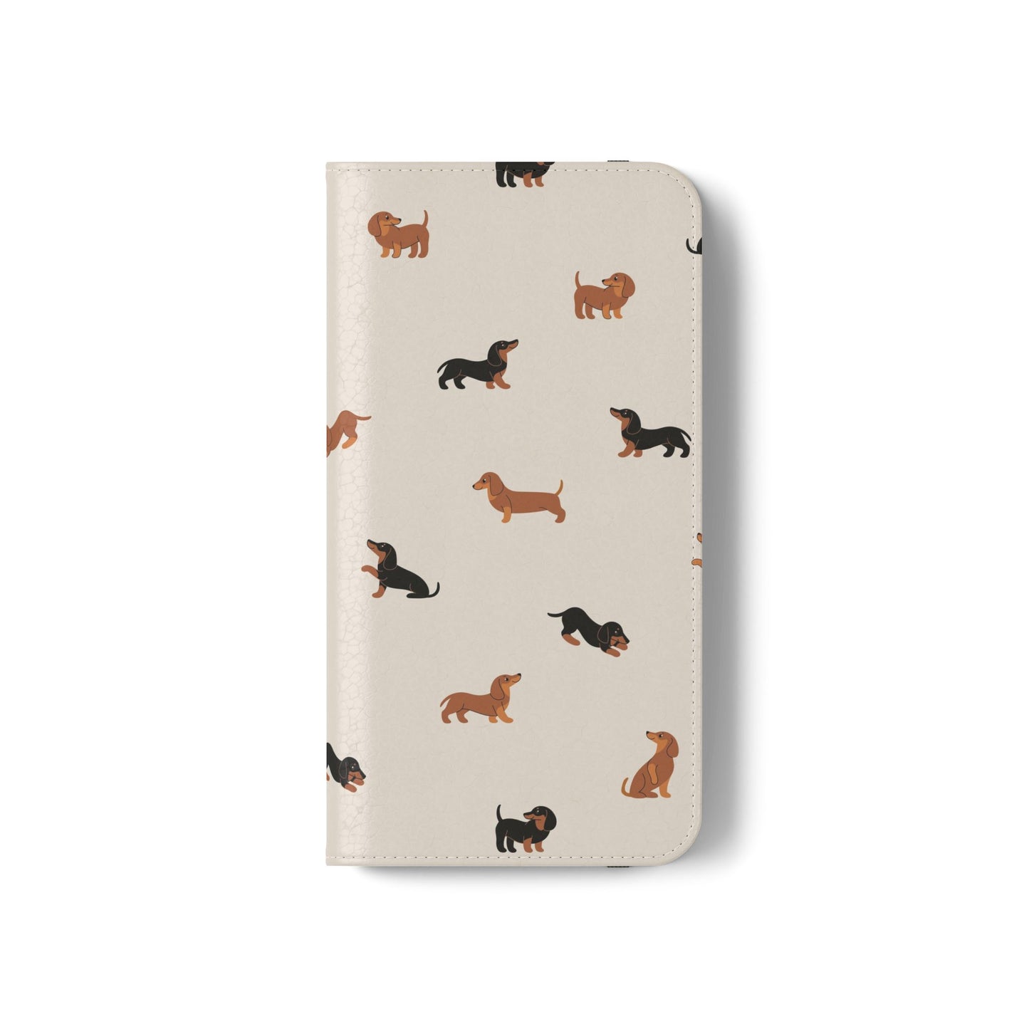 Dachshund Pattern Flip Phone Case — Wallet Folio with Card Slots