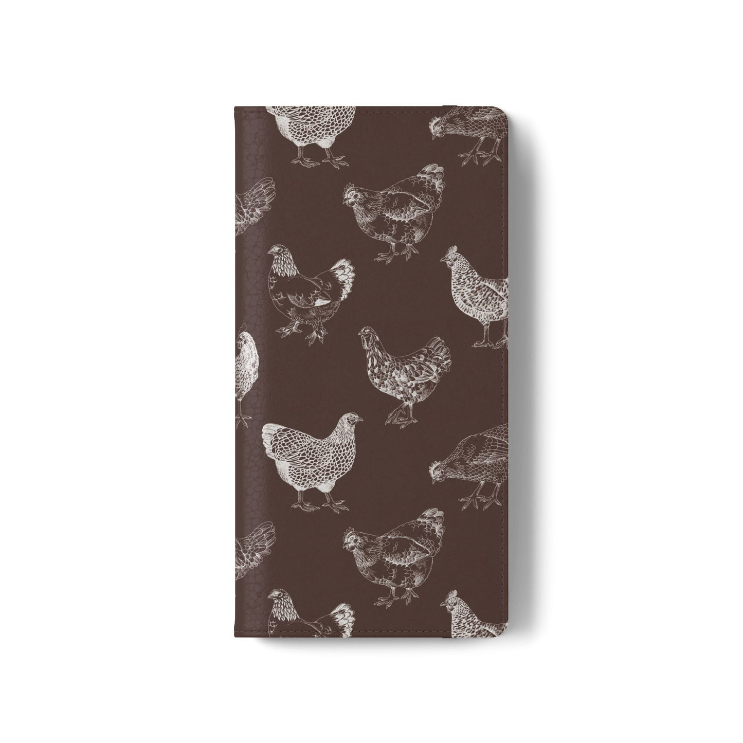 Chicken Pattern Flip Phone Case – Rustic Farmhouse Wallet Cover