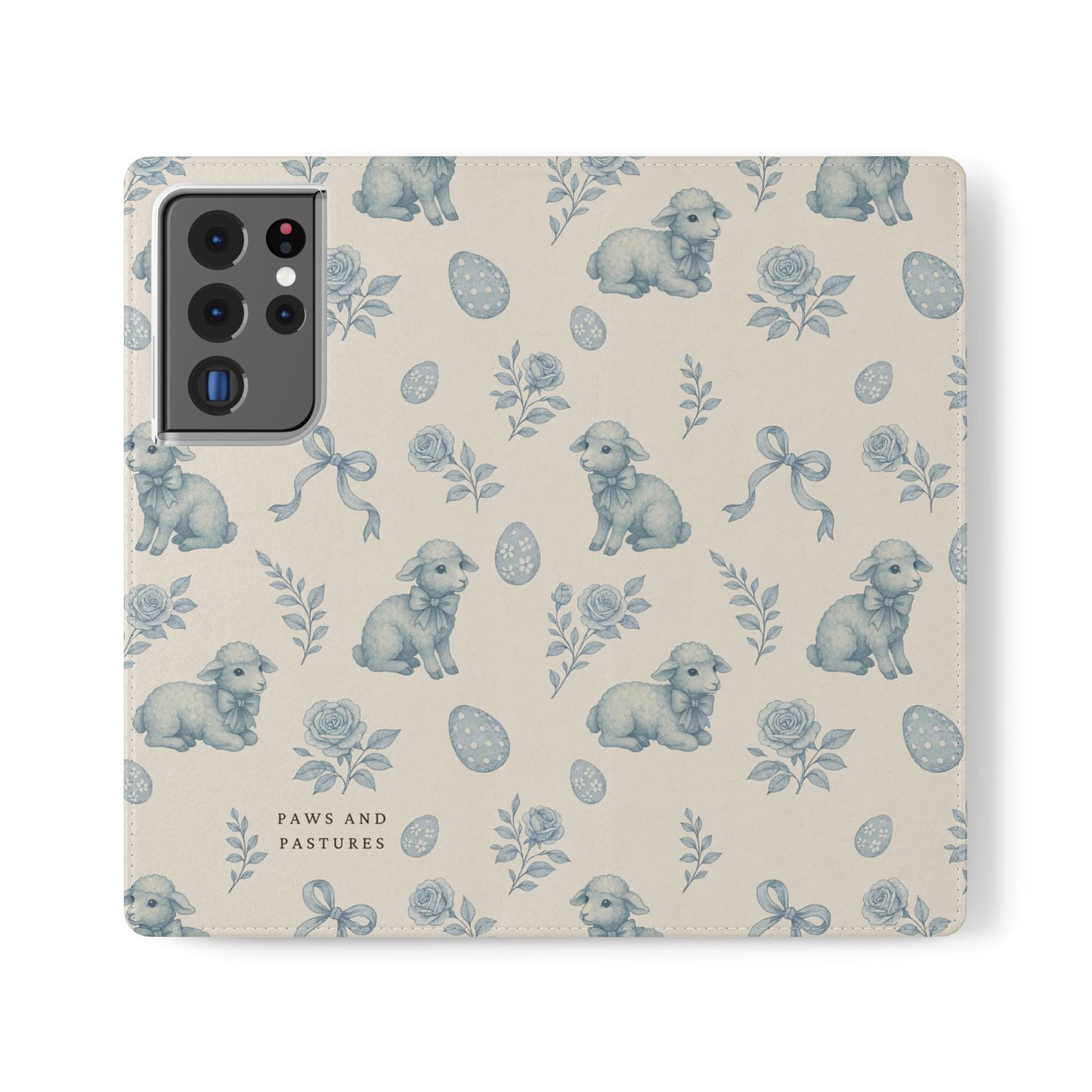 Flip Case — Pastel Blue Easter Lamb Pattern Phone Wallet