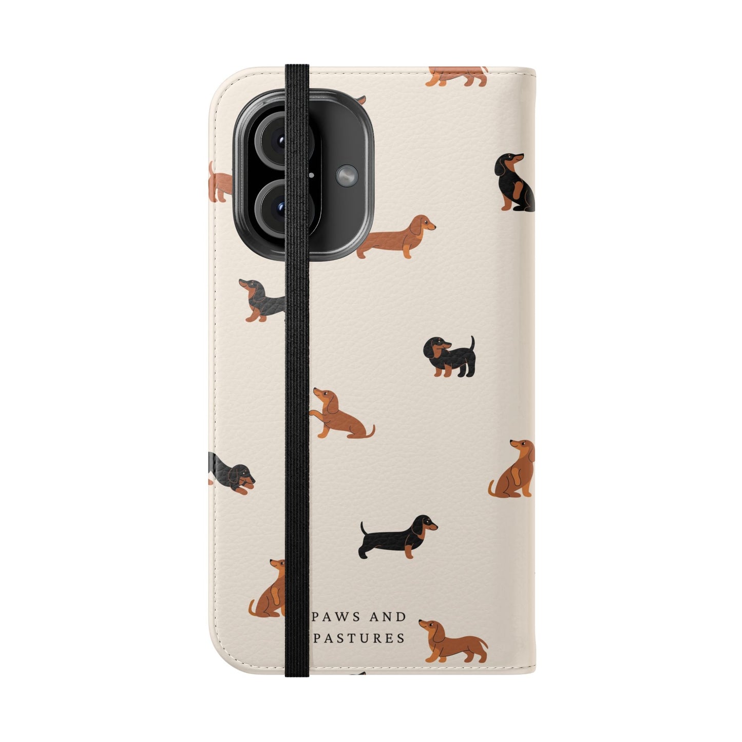 Dachshund Pattern Flip Phone Case — Wallet Folio with Card Slots