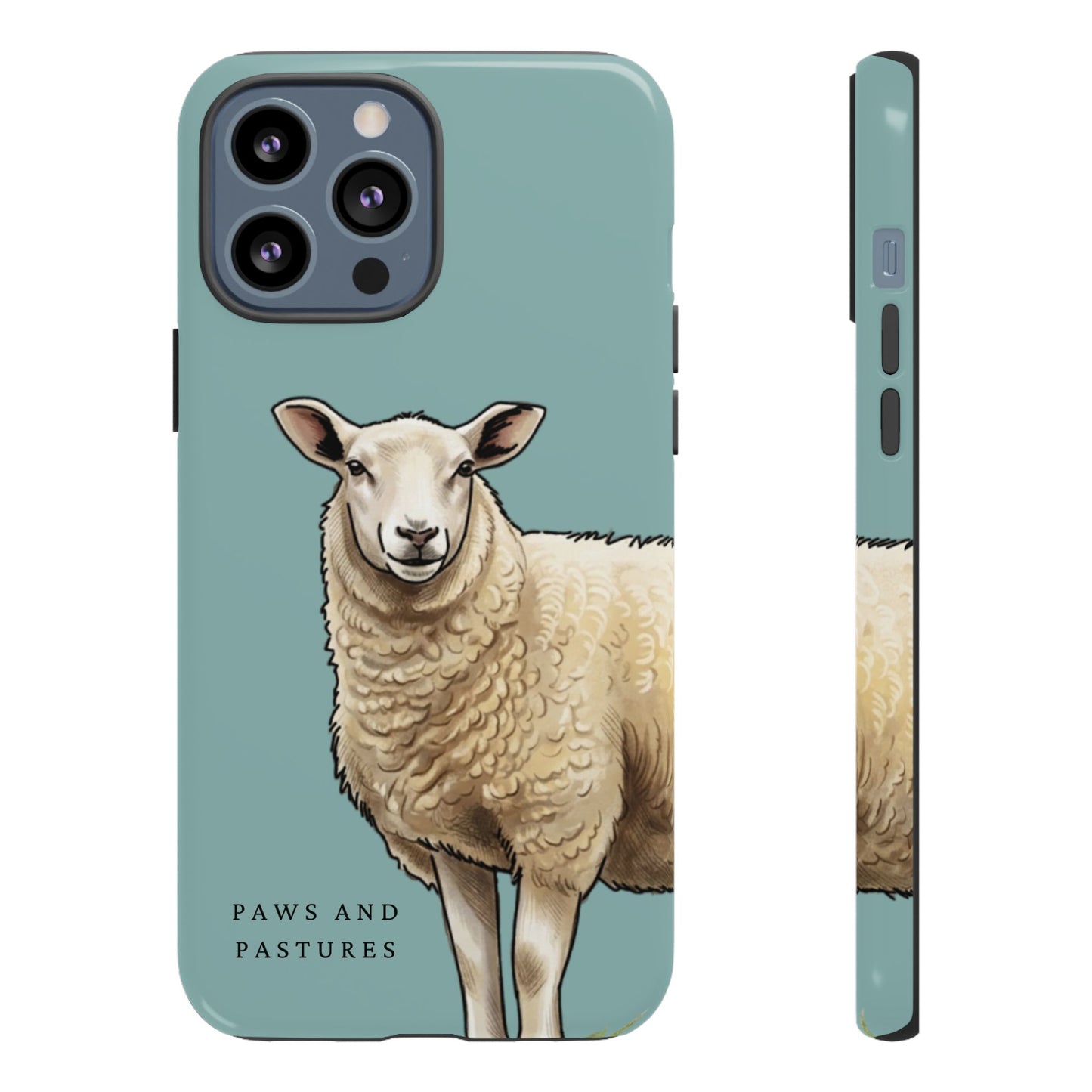 Teal Sheep Illustration Tough Phone Case