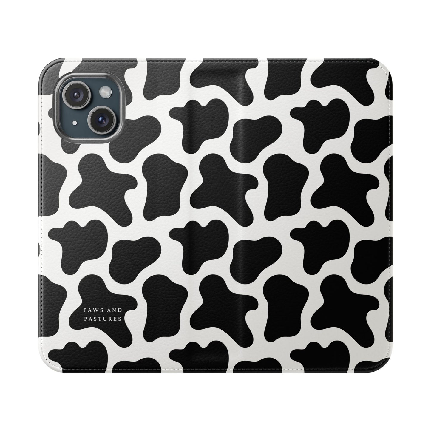 Cow Print Flip Phone Case — Black & White Wallet Flip Case