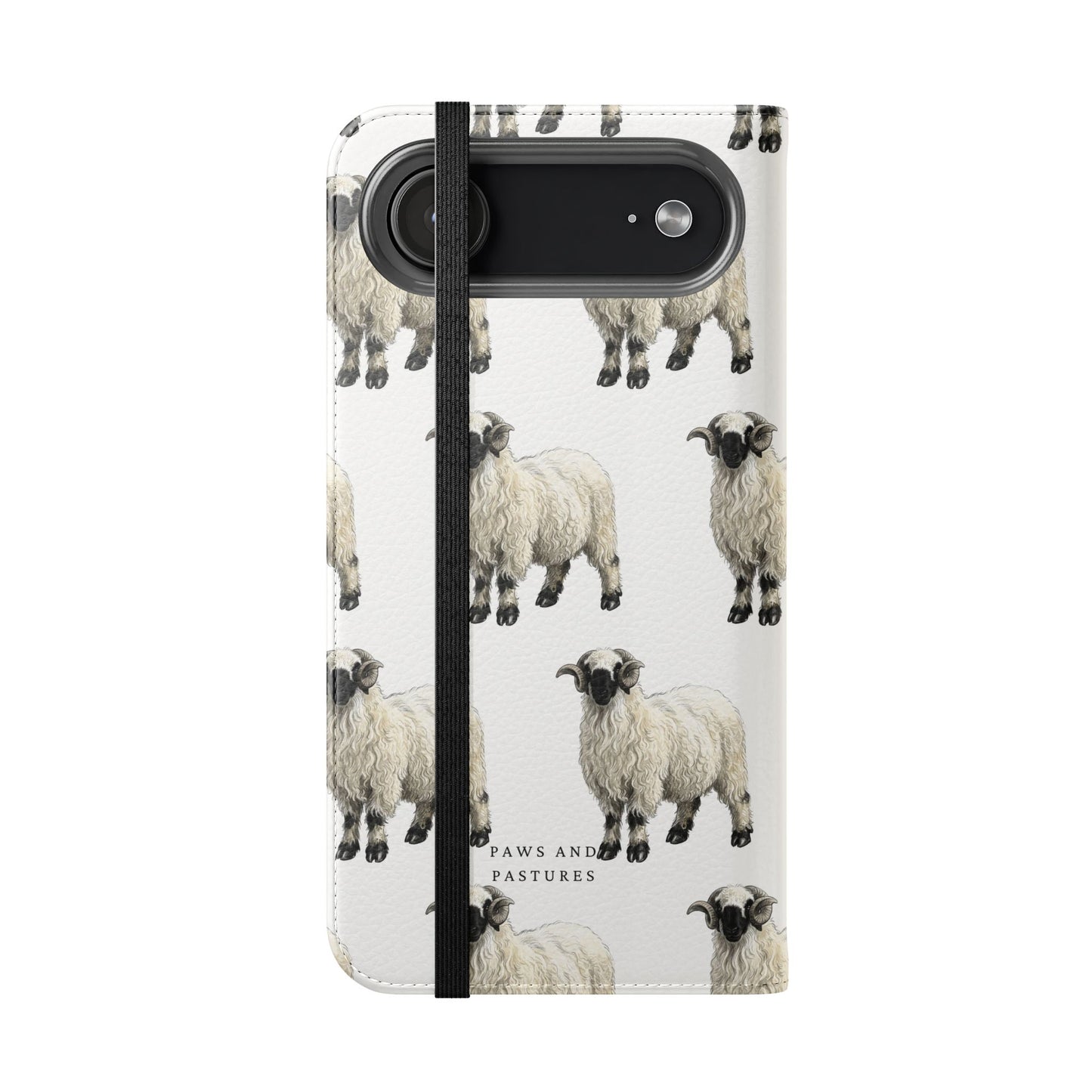 Valais Blacknose Sheep Pattern Flip Phone Case – Cute Farm Animal Wallet Cover