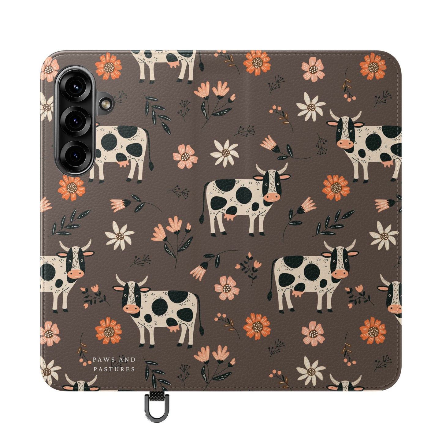 Cow Floral Flip Phone Case – Folklore Farm Pattern Wallet Case