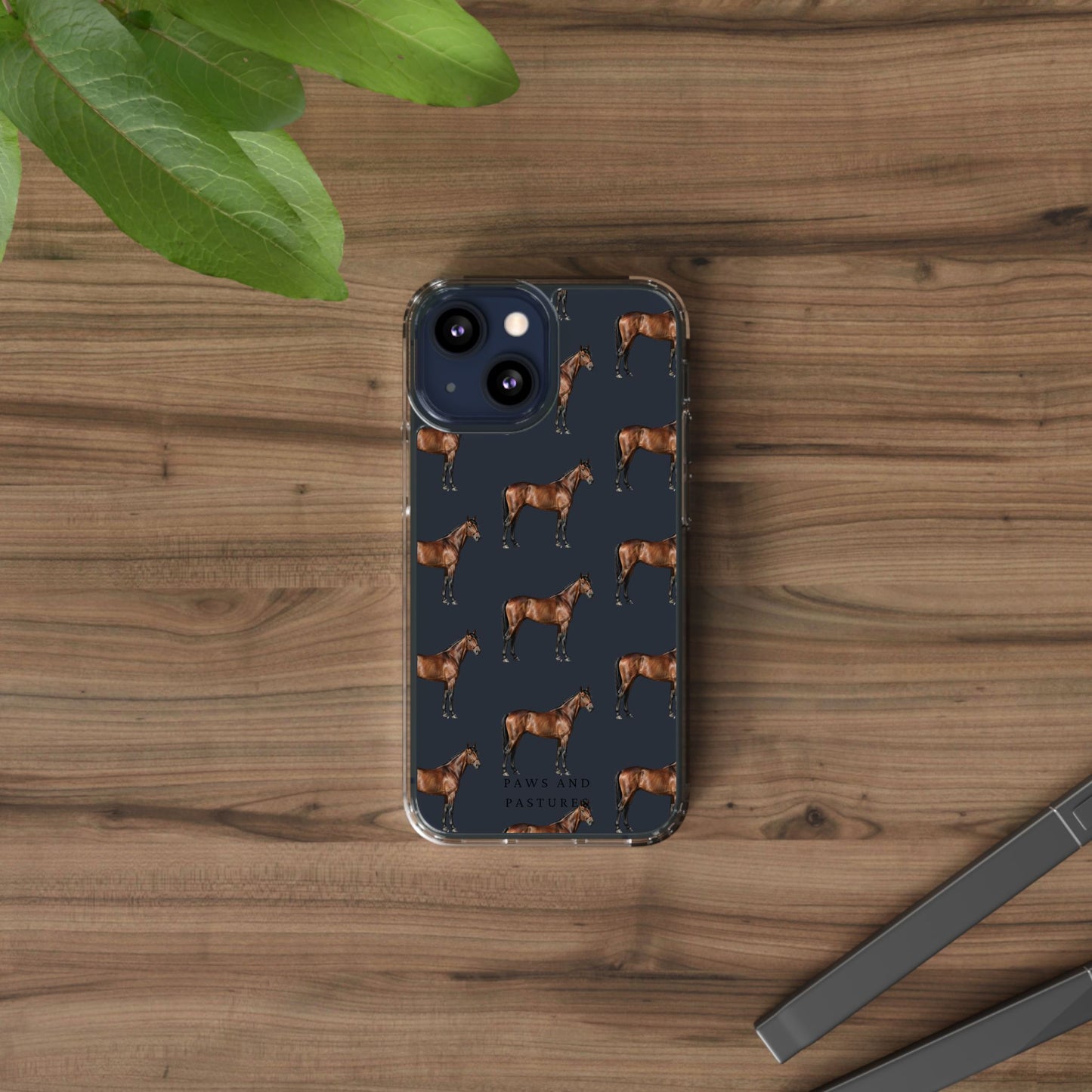 Horse Pattern Clear iPhone Case