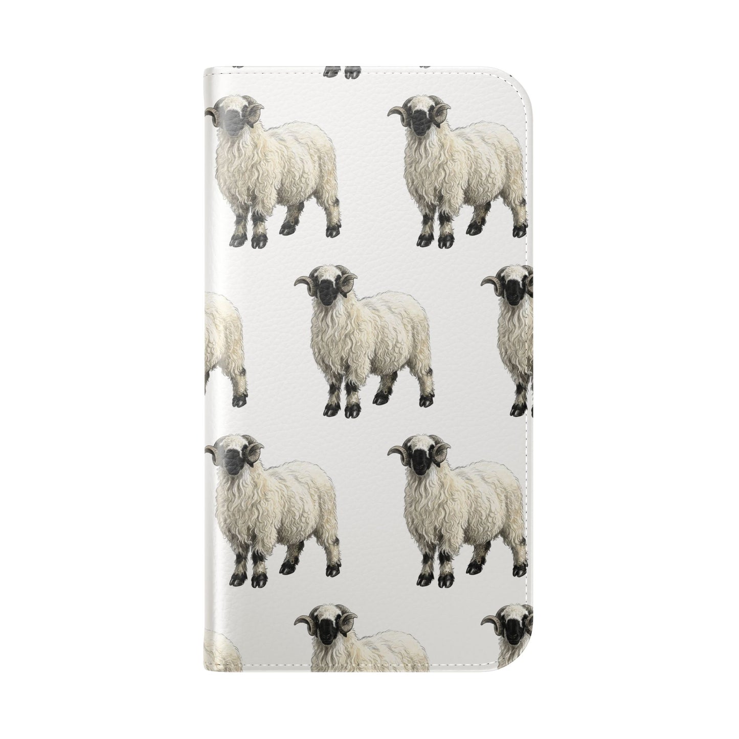 Valais Blacknose Sheep Pattern Flip Phone Case – Cute Farm Animal Wallet Cover
