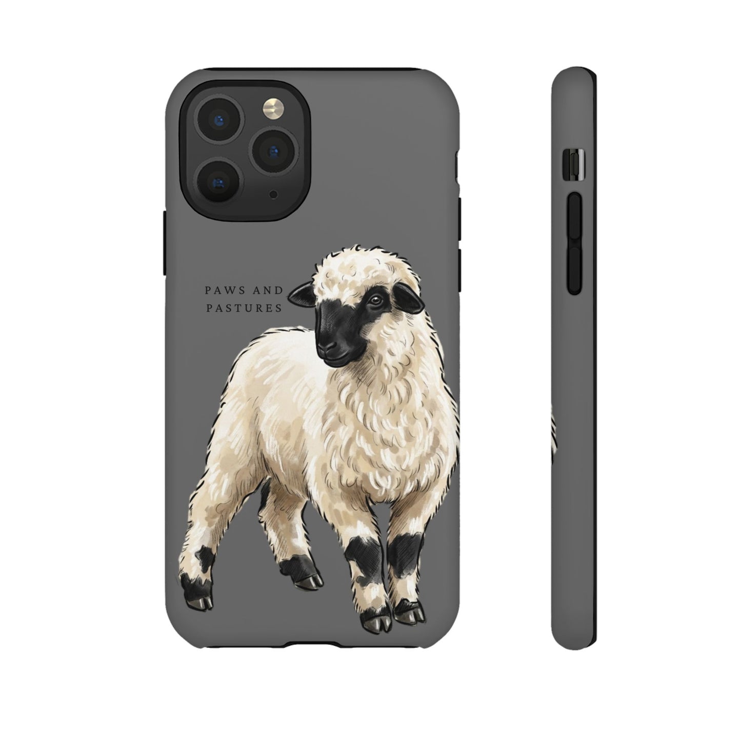 Grey Valais Blacknose Sheep Phone Case – 'Paws and Pastures' Cute Lamb Protective iPhone Cover