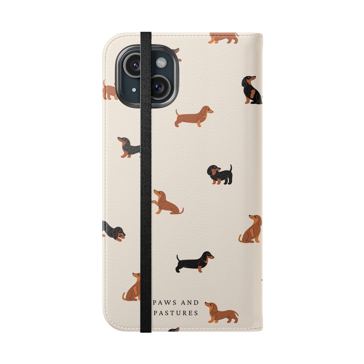 Dachshund Pattern Flip Phone Case — Wallet Folio with Card Slots